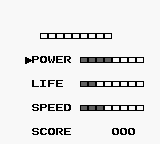 Master Karateka (Game Boy) screenshot: Stats selecting