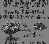 Kingdom Crusade (Game Boy) screenshot: Instructions