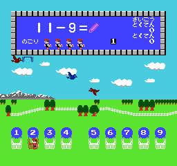 Sansū 1-nen: Keisan Game (NES) screenshot: Entered the correct balloon