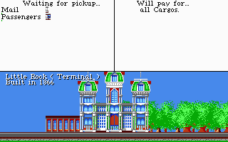 Sid Meier's Railroad Tycoon (Atari ST) screenshot: Checking on my terminal in Little Rock.