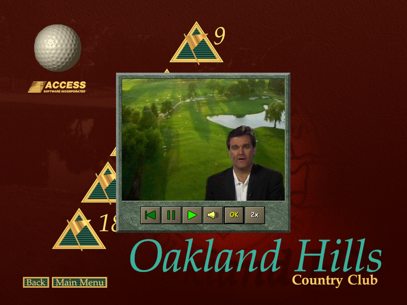 Links LS: Championship Course - Oakland Hills Country Club (DOS) screenshot: It includes video analysis of some holes