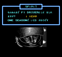 F1 Circus (TurboGrafx-16) screenshot: Starting the first year