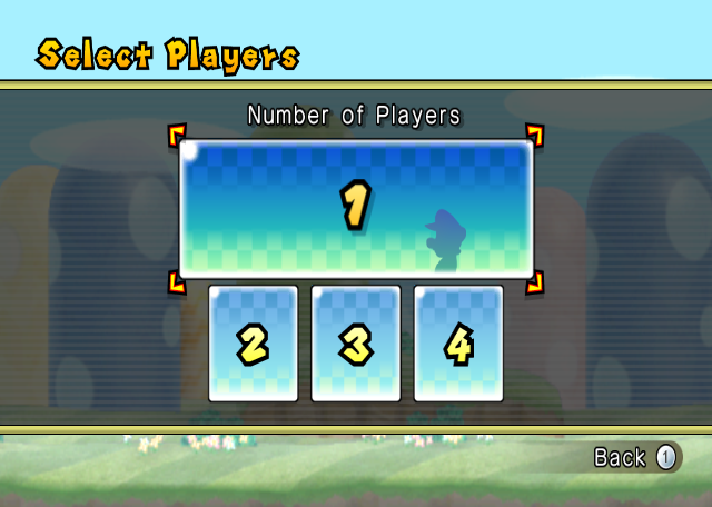New Super Mario Bros. Wii (Wii) screenshot: Selecting the amount of players