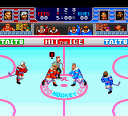 Hit the Ice: The Video Hockey League (TurboGrafx-16) screenshot: Face off