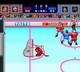 Hit the Ice: The Video Hockey League (TurboGrafx-16) screenshot: This game also has fighting sequences between two players as a mini game.