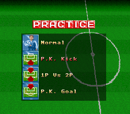 Virtual Soccer (SNES) screenshot: Practice Menu (JP).