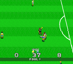 Virtual Soccer (SNES) screenshot: Foul!