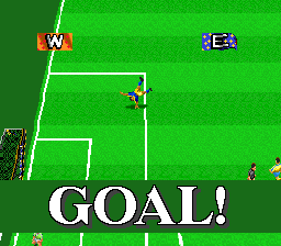 Virtual Soccer (SNES) screenshot: Celebrating.