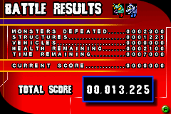 Godzilla: Domination! (Game Boy Advance) screenshot: Battle results