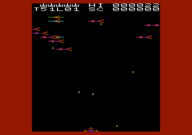 Arcadia (VIC-20) screenshot: Gameplay on the first level