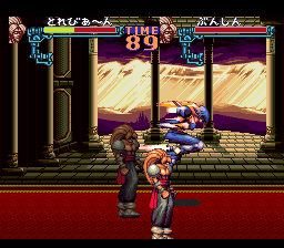 Gourmet Warriors (SNES) screenshot: This bunny girl straps on a hardsuit, vastly increasing her speed and attacking ability.