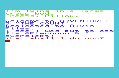 The Count (VIC-20) screenshot: Title and starting location