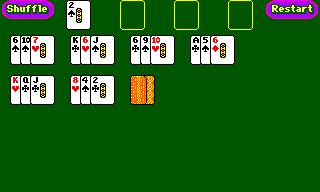 La Belle Lucie (TRS-80 CoCo) screenshot: Shuffling cards