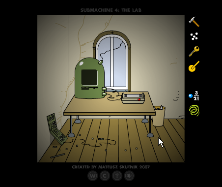 Submachine 4: The Lab (Browser) screenshot: Lower floors of the Lab look more modern and recent. Still there seems to be no normal door into the building - it seems surrounded by the void, not any ordinary world...