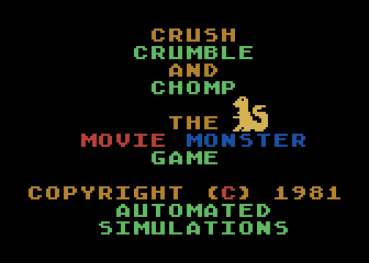 Crush, Crumble and Chomp! (Atari 8-bit) screenshot: Title screen
