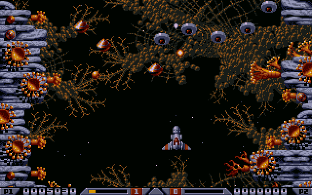 Xenon 2: Megablast (Sharp X68000) screenshot: Gameplay - enemies ahead