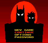 The Adventures of Batman & Robin (Game Gear) screenshot: Main menu