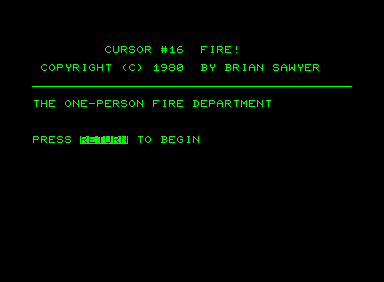 Fire! (Commodore PET/CBM) screenshot: Introduction screen