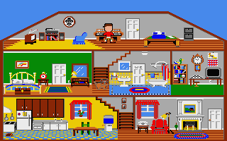 Little Computer People (Atari ST) screenshot: My LCP is playing on the piano.