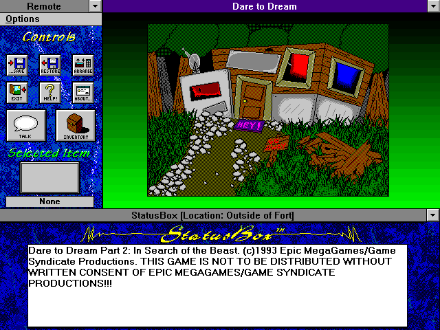 Dare to Dream 2 (Windows 16-bit) screenshot: Outside your fort