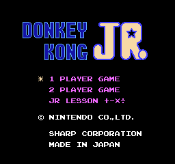 Donkey Kong Jr. / Jr. Sansuu Lesson (NES) screenshot: Title screen