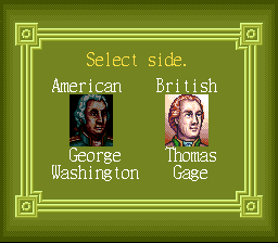 Liberty or Death (SNES) screenshot: Selecting your force.