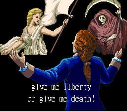 Liberty or Death (SNES) screenshot: This war is going to involve a whole lot of both.