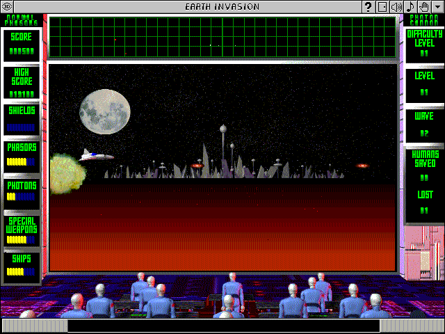 Earth Invasion (Windows 3.x) screenshot: Taking damage (Ground Mission)