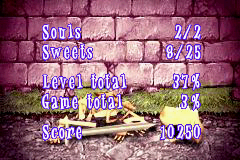 Spirits & Spells (Game Boy Advance) screenshot: Level statistics