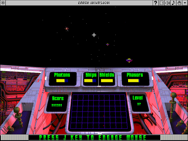 Earth Invasion (Windows 3.x) screenshot: Level 2 (Deep Space Mission)