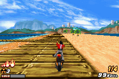 Road Rash: Jailbreak (Game Boy Advance) screenshot: Just pushed myself in front before reaching the finishing line