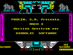 Mach 3 (ZX Spectrum) screenshot: Start of game screen. You are also returned here when each game ends