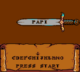 Xena: Warrior Princess (Game Boy Color) screenshot: PAPI sword.
