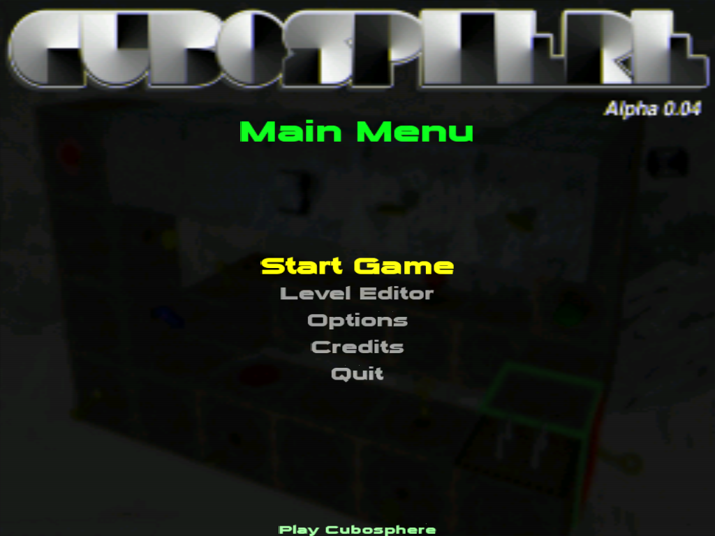 Cubosphere (Windows) screenshot: Main menu