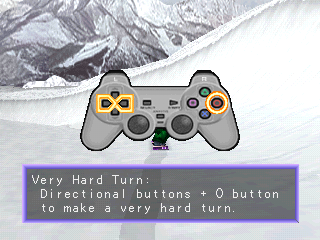 Snowboarding (PlayStation) screenshot: Very Hard Turn.