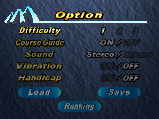 Snowboarding (PlayStation) screenshot: Option.