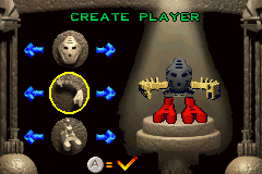 LEGO Bionicle (Game Boy Advance) screenshot: You can change the colours of your character, but not its design.