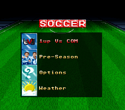 Virtual Soccer (SNES) screenshot: Main menu