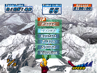 Snowboarding (PlayStation) screenshot: Pause.