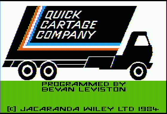 Quick-Cartage Company (Apple II) screenshot: Title screen