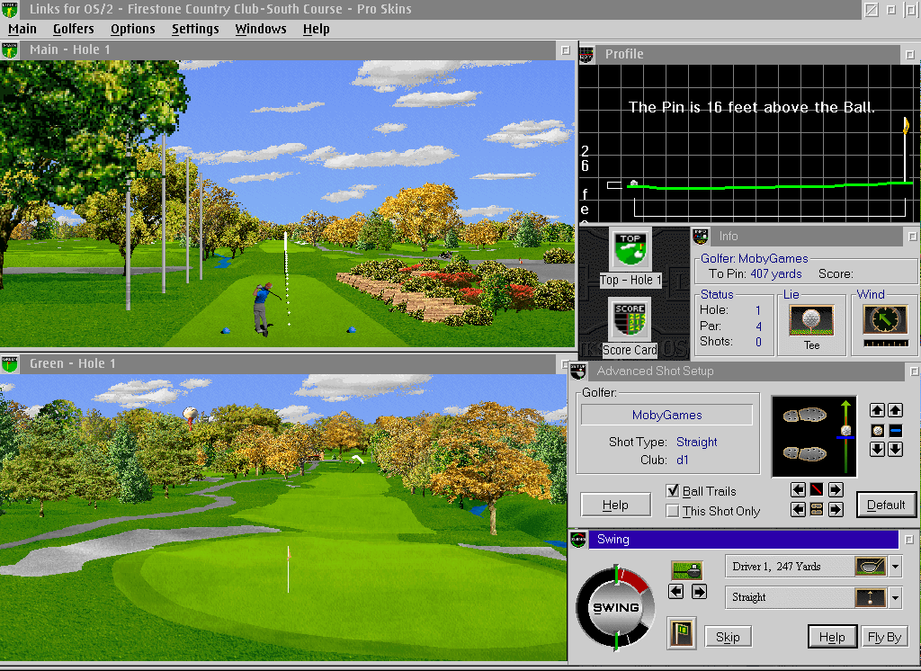 Links OS/2 (OS/2) screenshot: Another fine drive landing on the fairway
