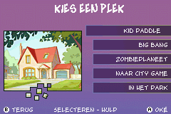 Kid Paddle (Game Boy Advance) screenshot: There are several places to go where Kid can play different mini games.