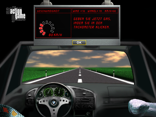 Alarm für Cobra 11: Die Autobahnpolizei (included games) (Windows 3.x) screenshot: Choosing a speed for the car.