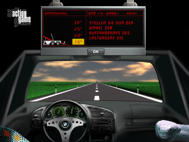 Alarm für Cobra 11: Die Autobahnpolizei (included games) (Windows 3.x) screenshot: Choosing an angle for the ramp.