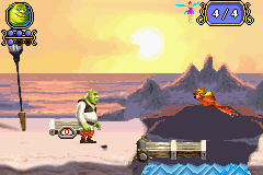 Shrek the Third (Game Boy Advance) screenshot: The weighting machines are switches.