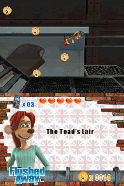 DreamWorks & Aardman Flushed Away (Nintendo DS) screenshot: Rita uses her double jump to reach further heights