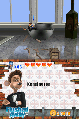 DreamWorks & Aardman Flushed Away (Nintendo DS) screenshot: Breaking crates with a stomp attack