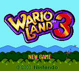 Wario Land 3 (Game Boy Color) screenshot: Title/Main Menu