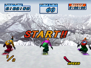 Snowboarding (PlayStation) screenshot: Start!!