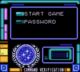 Star Trek: Generations - Beyond the Nexus (Game Gear) screenshot: Main menu
